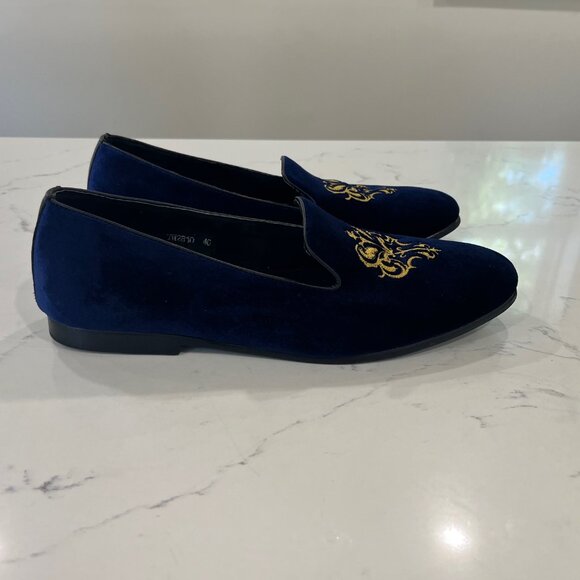 Fulinken Men's Velvet and Leather Blue Loafer Size 46 or 12 US - Picture 5 of 10